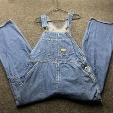 Vintage OshKosh Bgosh Denim Overalls Mens 36x29 Made in USA Green Stitching