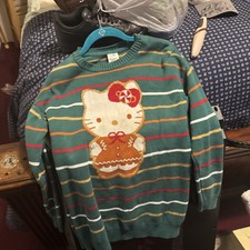 Hello Kitty Gingerbread Christmas Holiday Sweater Sanrio Girls Size XL