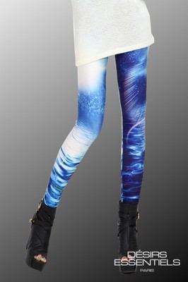 Damen Leggings Wasserreflex Blau - Unterhose - Hose - Jegging - Slim 36 38 40 