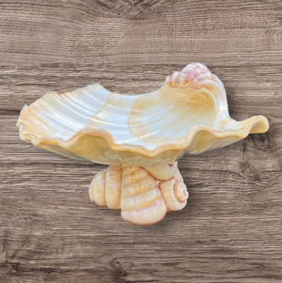 Vietri Italy Shell Pedestal Serving Bowl Large 12 IN Ceramic