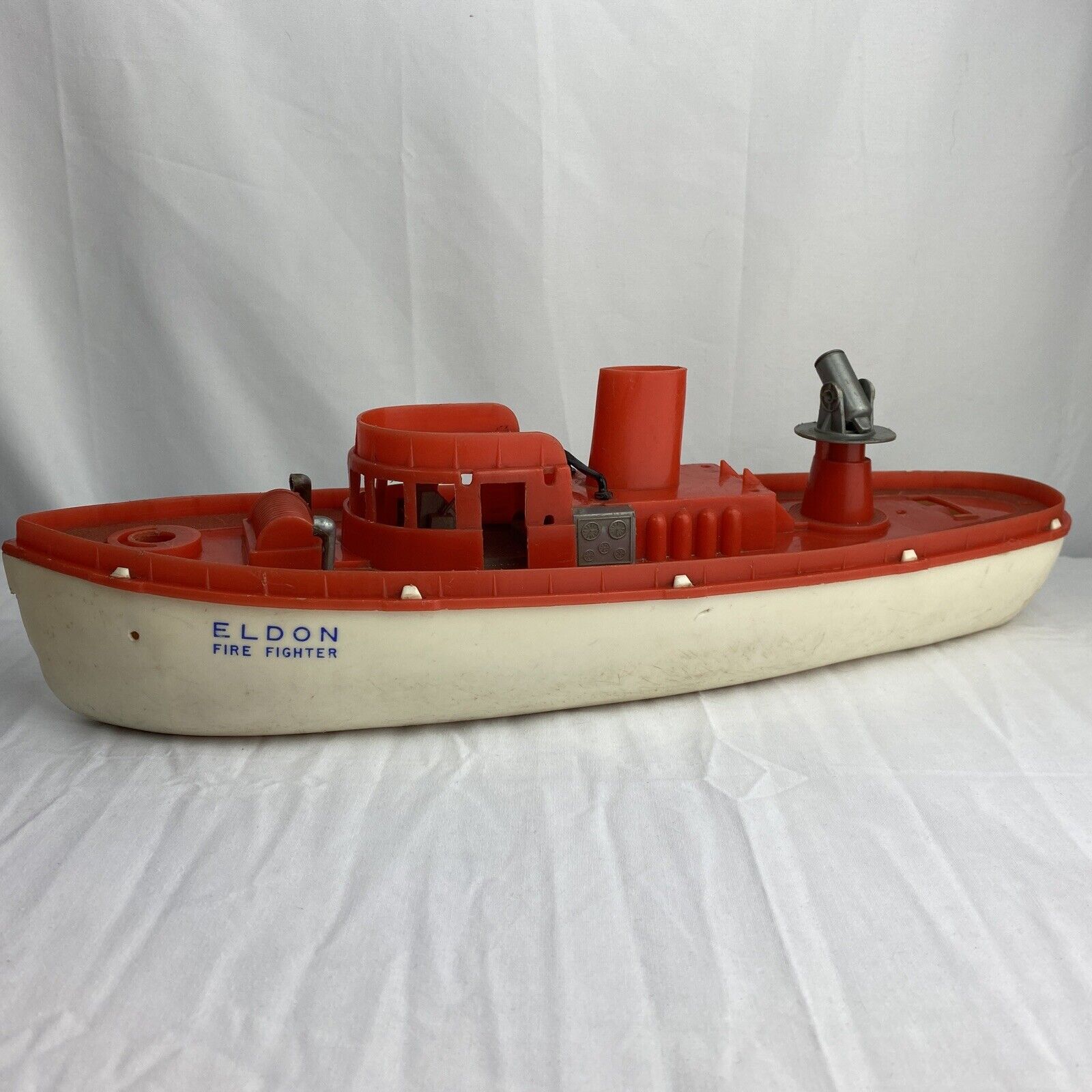 Vintage 1960 Eldon Fire Fighter Plastic Boat 15 inches long