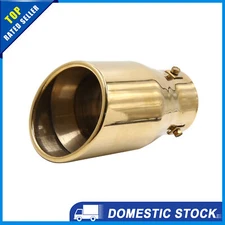 Pack of 1 Universal Rear Round Exhaust Muffler Tip Tail Throat Pipe Gold Tone