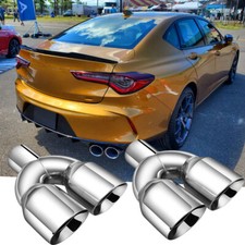 Pair For Acura TLX TL 2.5 Inlet Quad Dual Wall Exhaust Tips Stainless Steel
