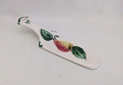 Vintage Hand Painted Ceramic Floral Pie/Cake Server Made in Italy Pear