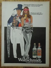 1971 WOLFSCHMIDT VODKA Magician Makes Screwdriver Disappear Magazine Ad