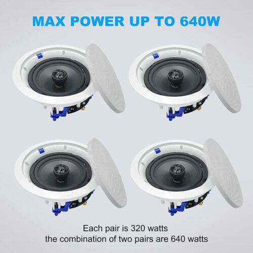 Herdio 6.5'' 600Watts 2-Way Bluetooth Ceiling Speakers 4PCS HomeIndoor Speakers - Picture 2 of 12