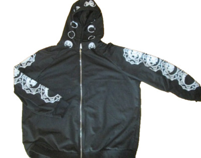 Black Hoodie Moon Phase Full Zip Goth Emo Witchy XXL Chest 54''