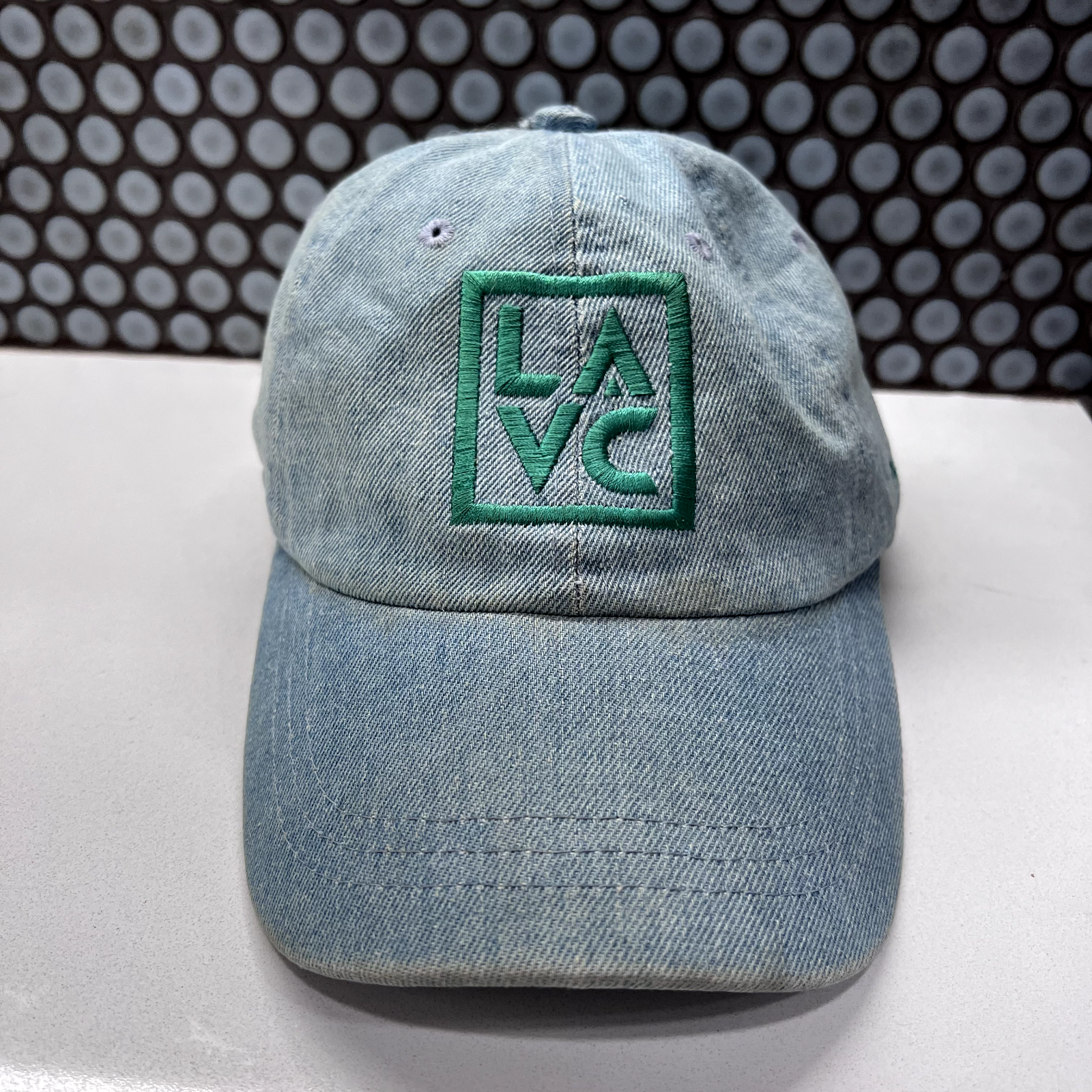 LA VC Hat Cap Strap Back Blue Green Spell Out Patch Adjustable Dad Hat