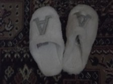 slip on slippers with a letter A on