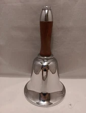 Vintage Chrome Wood Metal Bell Shaped Cocktail Mixer Decanter With Clapper MCM