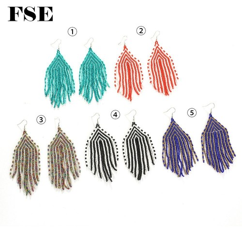 Pendientes colgantes de cuentas largas multicolor para mujer 2508 - Imagen 4 de 17