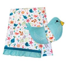 Birds of Happiness Cotton Oven Pot Mitt & Tea Towel NWT
