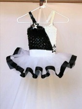 Black  White Multi Layered Tutu W/ Matching Arm Poufs  Headband Dance Costume