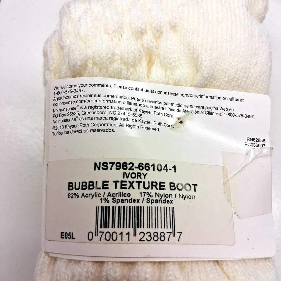 2 Pairs No Nonsense All Weather Bubble Texture Boot Socks Shoe Size 4-10 Ivory - Image 4 of 4