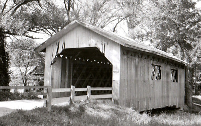 Fuller Covered Bridge Black Fall Montgomery, VT Antique Real Photo Postcard RPPC