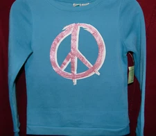Extremely Me Girls Size 10/12 Fleece Sweatshirt Turquoise PEACE Long Sleeve NEW!