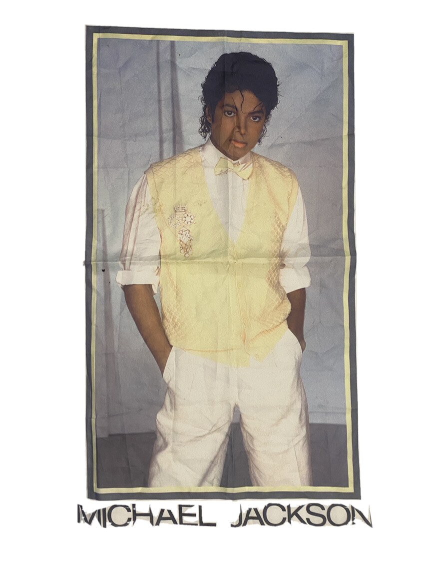 マイケルジャクソン　デンジャラス　スカーフ Vintage Michael Jackson Satin Wall Scarf 1983 Michael Jackson