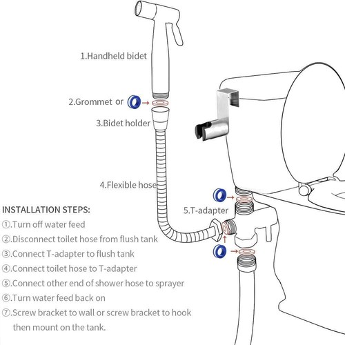 Wc Spray Hand Bidet Duschkopf Wandhalterung Schlauch Kit Reinigung Dusche DE - Bild 11 von 26