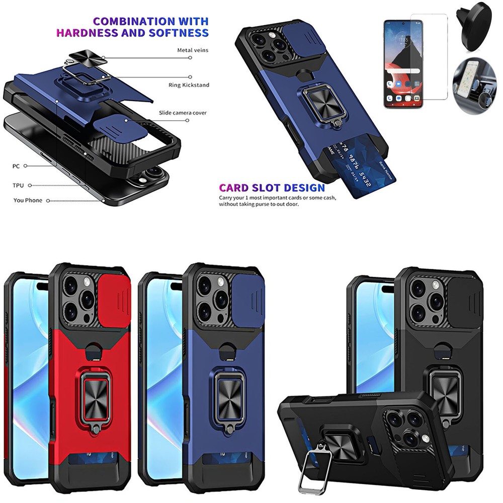 Slim iPhone 16 Pro 6.3 Case with Card Slot & Camera Protection