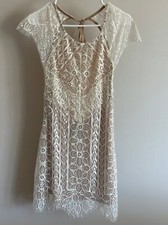 Signature 8 White Lace Open Back Mini Dress