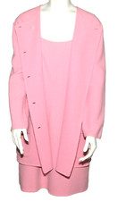  GENNY by Gianni Versace 2 piece Pink Wool Long Sleeve Jacket & Dress Suit Sz10
