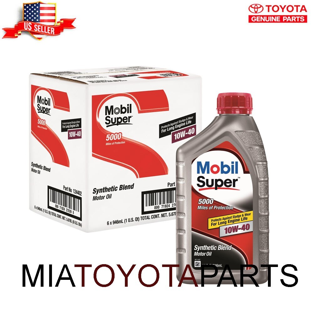 6 Quarts Genuine Mobil Super MOB-10W40 Synthetic Blend Motor Oil 124402