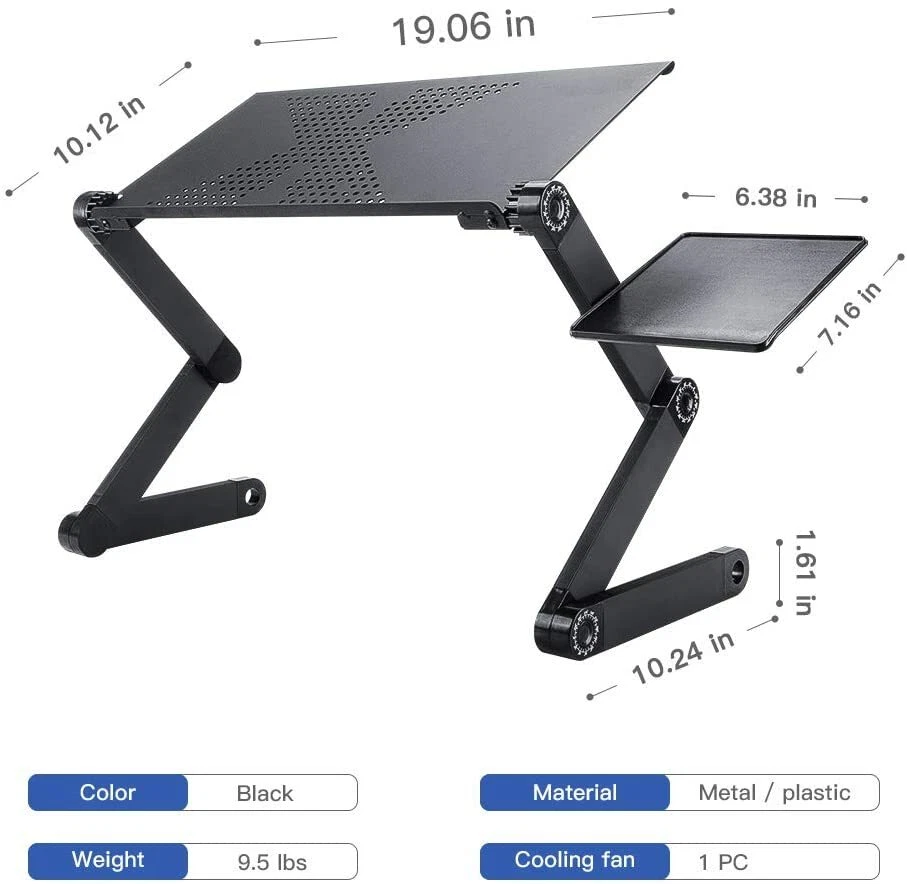 Adjustable Folding Laptop Stand Bed and Desk Table with Height Control  