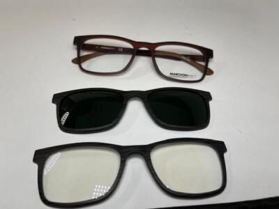 NEW MARCHON M-1501 210 210 Matte Brown MAG-SET Eyeglasses 