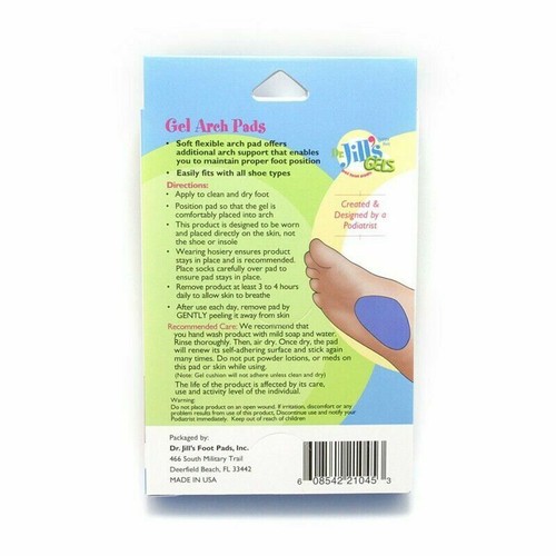 Dr. Jill's Gels Gel Arch Pads Regular Thickness 1/8" Box of 2 1045