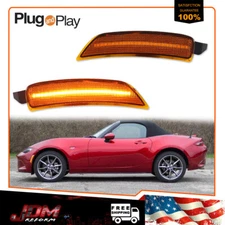 For 2016-2023 Mazda MX-5 Miata Amber Lens LED Front Bumper Side Marker Lights