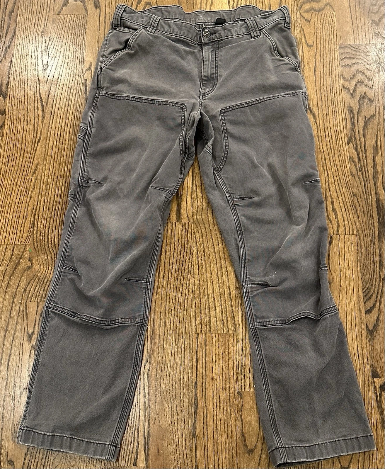 Carhartt Double Knee Pants Mens 34x30 Relaxed Fit Gray BN2802-M Distressed