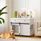 PawHut 39" Dog Crate Furniture, Dog Kennel with Storage Drawers, Wheels