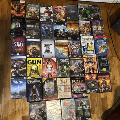 Lot Of 40 PC CD ROM Box Video Games Fable Doom Witcher Gun Call Of Duty Etc 