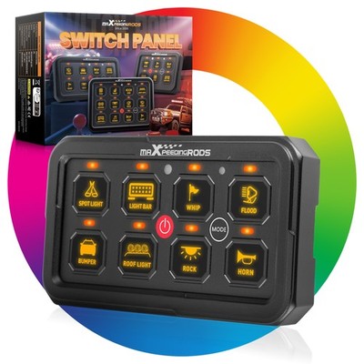 RGB Schalter Panel 8 Gang Touch Universal Landmaschinen 12V-24V 60A Schwarz