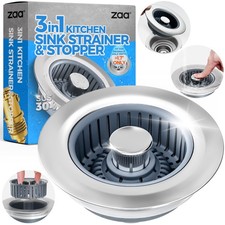Sink Drain Strainer - Stopper Kitchen Drain, 3 in 1 Silver