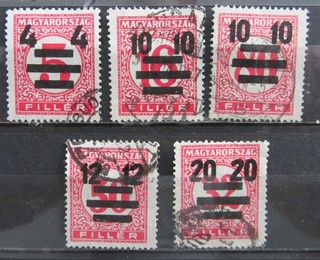 Briefmarken Ungarn 1919/1920 Portomarken mit Überdruck gestempelt