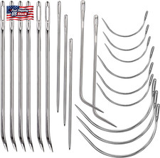 20 Pcs Leather Sewing Needles,Heavy Duty Sewing Needles Kit Include Curved Leath