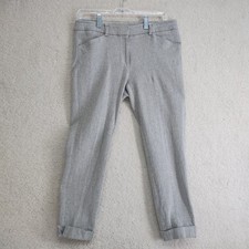 Tristan Pants Womens 8 Gray Herringbone Cotton Stretch Cuffed Ankle Trousers