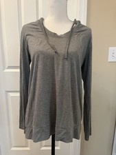 Old Navy L Active Go Dry Lightweight Hoodie Gray Long Sleeve T-Shirt Drawstring
