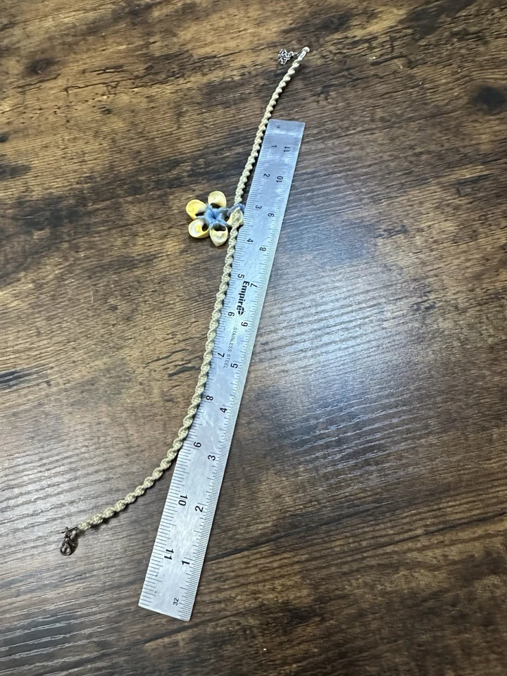 Gargantilla hecha a mano con caparazón de cowrie flor cadena de cáñamo vintage envío gratuito Foto 3 de 3