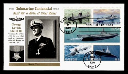 DR WHO 2000 FDC NAVY SUBMARINE BLOCK CACHET PRIORITY $3.20 M39711