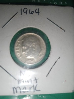 1964 No Mint Mark Silver Dime Dbl Struck Error 90% Silver