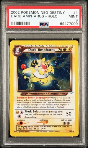 Pokemon 2002 Neo Destiny Dark Ampharos Holo 1/105 PSA 9 English