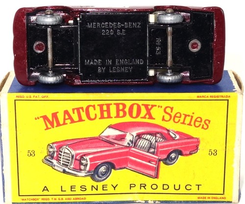 LESNEY MATCHBOX NO. 53 MERCEDES BENZ 220SE 2 DOOR - BOXED - Picture 4 of 4