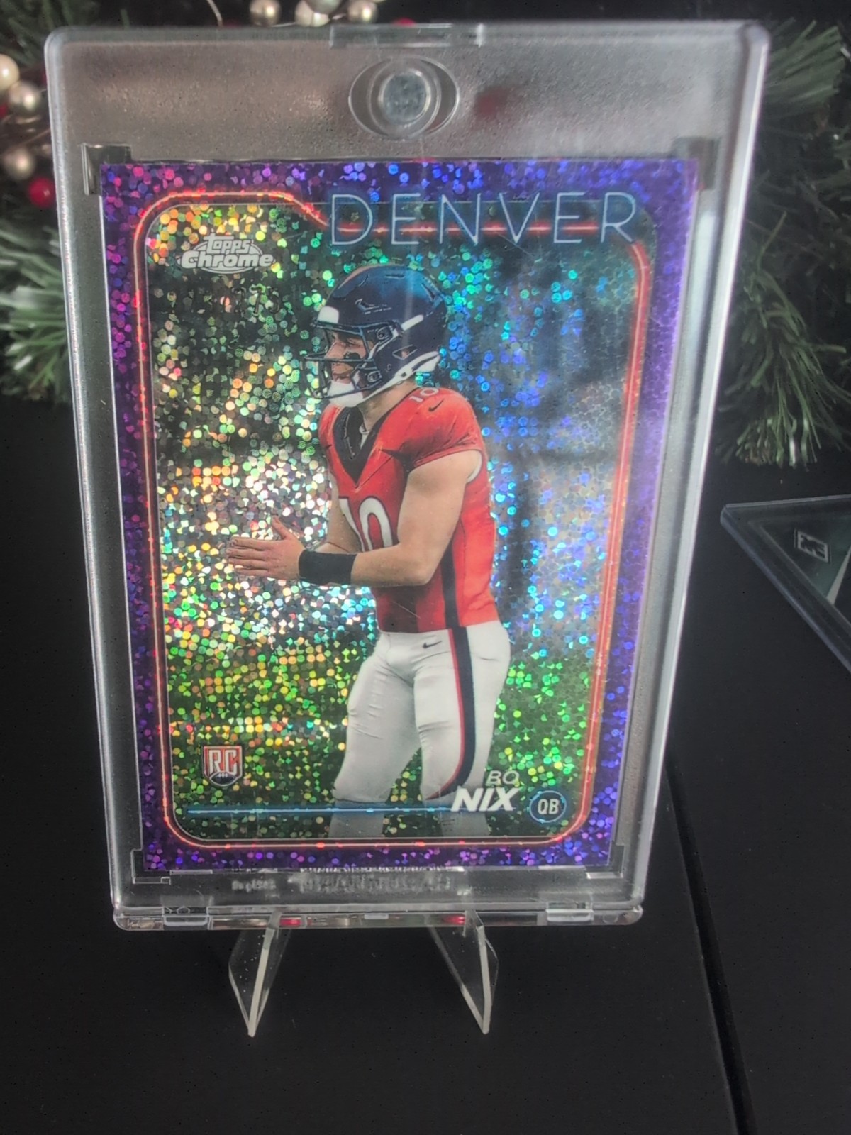 2024 Topps Chrome - Rookies Bo Nix #206 Purple Speckle Refractor /275 (RC)