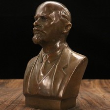 Vintage Bronze Lenin Bust Statue Collectible Decorative Copper Figurine