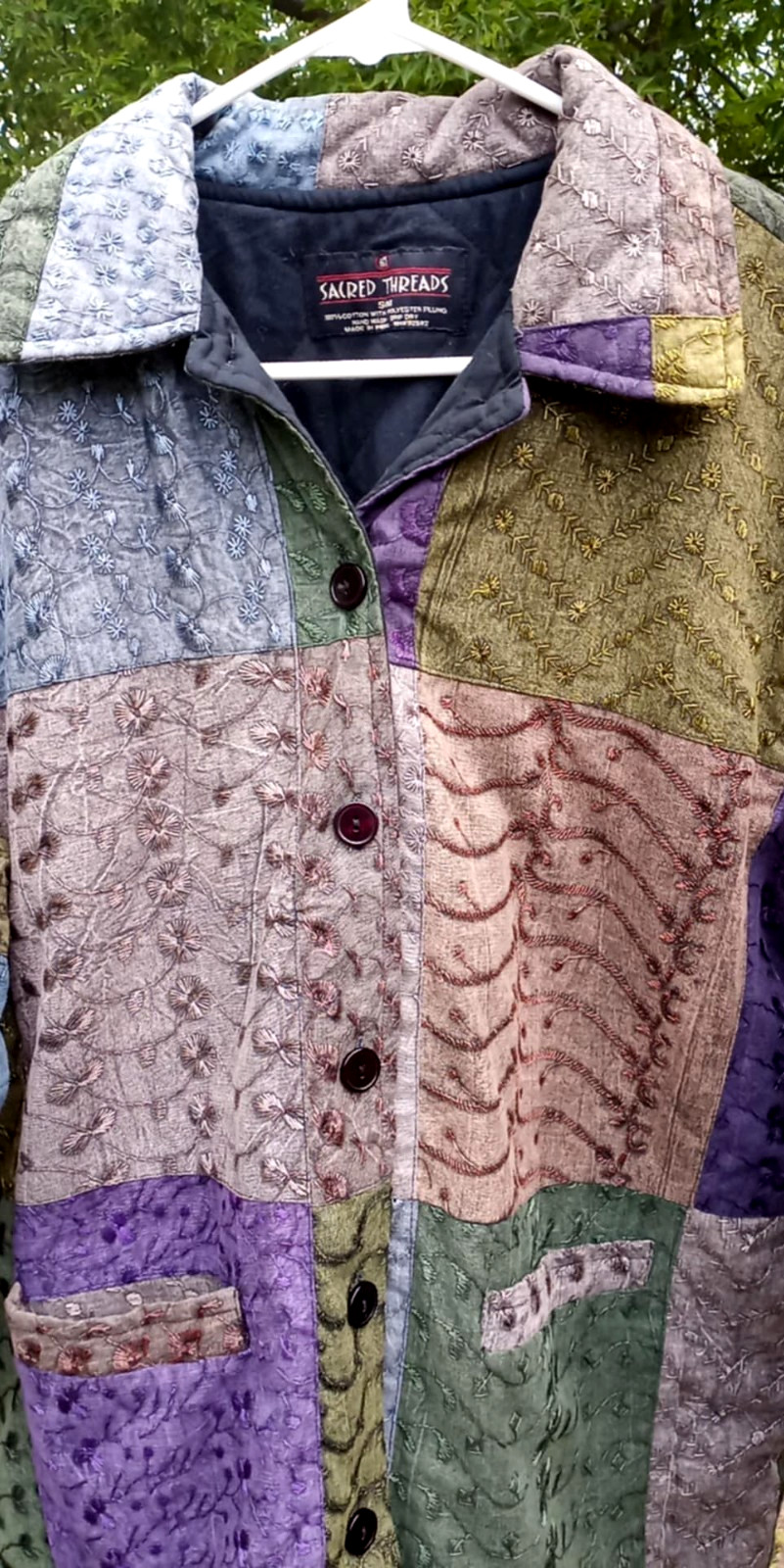 Sacred Threads Boho Patchwork Quilted Art To Wear… - image 10