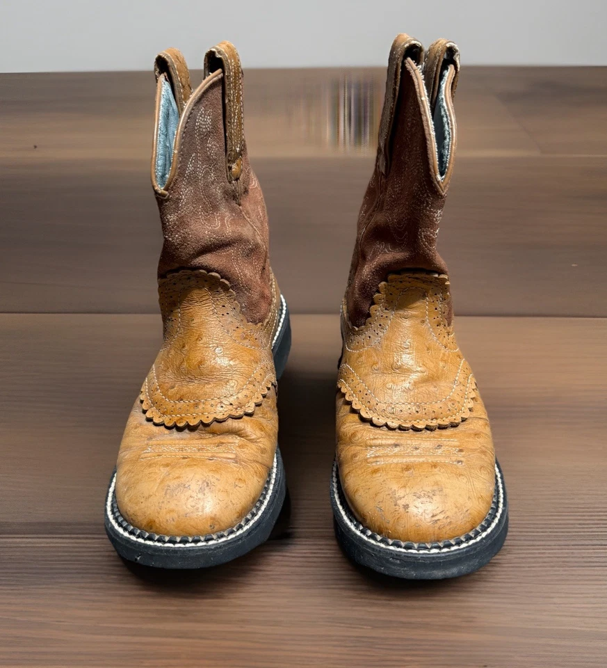ARIAT FATBABY Ostrich & Suede Round Toe fit like 7.0-7.5 - Image 4 of 4
