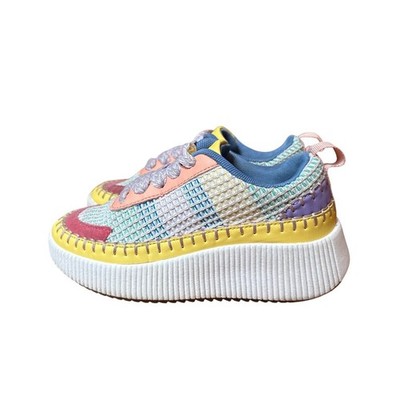 Link Platform Sneakers Kids Multi-Color Woven Whipstitch Chunky SIZE 1