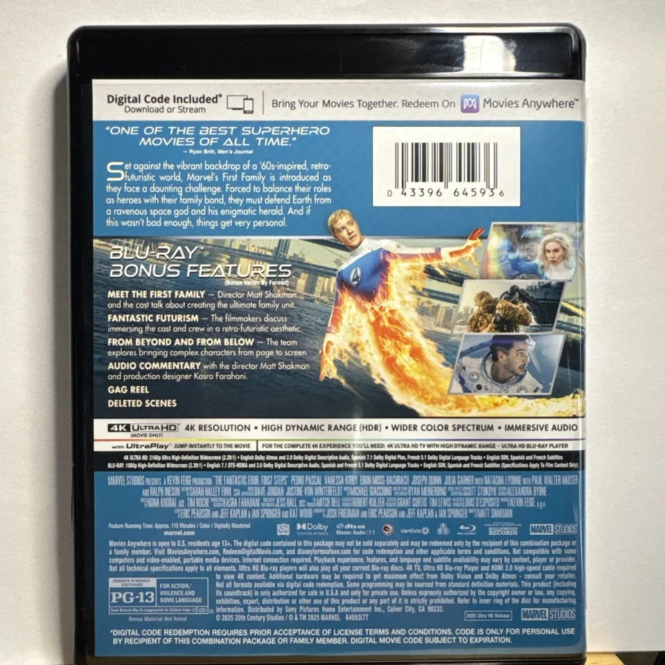 The Fantastic Four: First Steps (4K UHD, Blu-ray, 2025) w/ Embossed Slipcover - Image 4 of 4